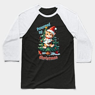 Santa cat decorating the Christmas tree - Powered by Christmas Baseball T-Shirt